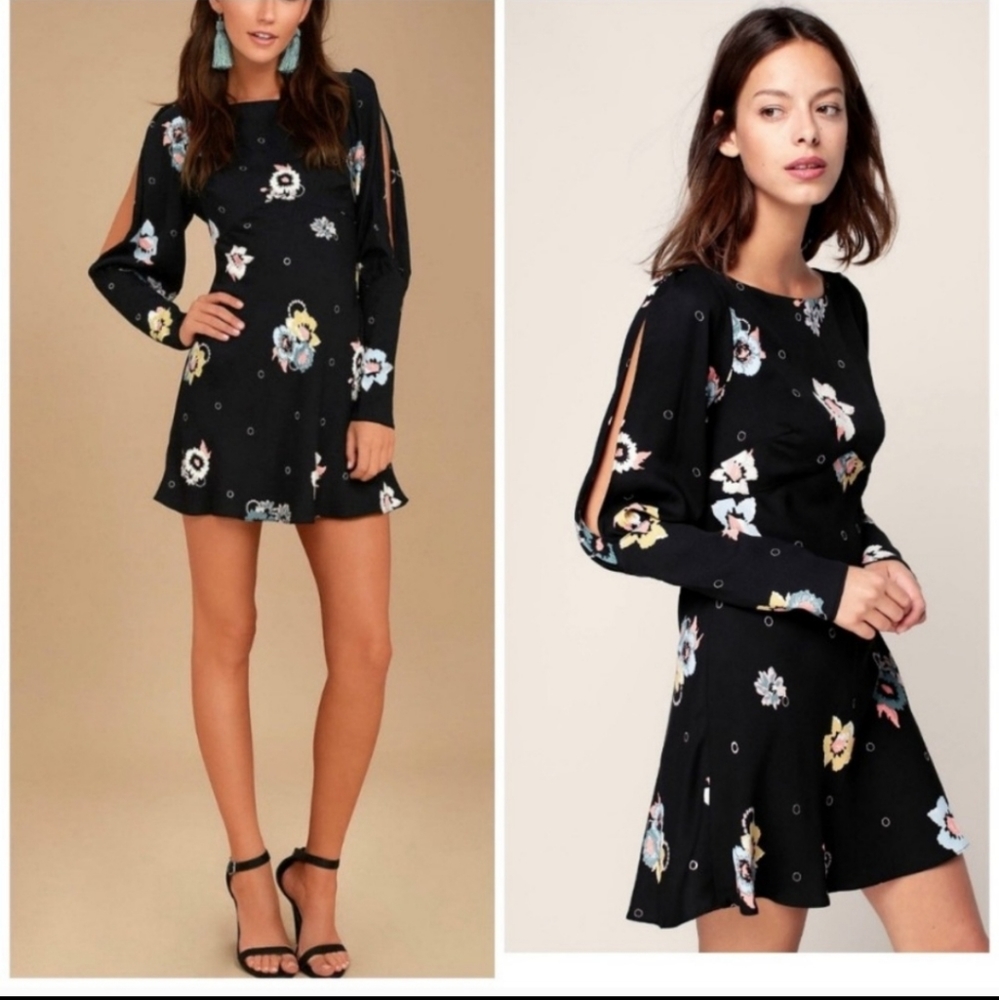 Free People NWOT SunShadows Long Split Sleeve Mini Dress